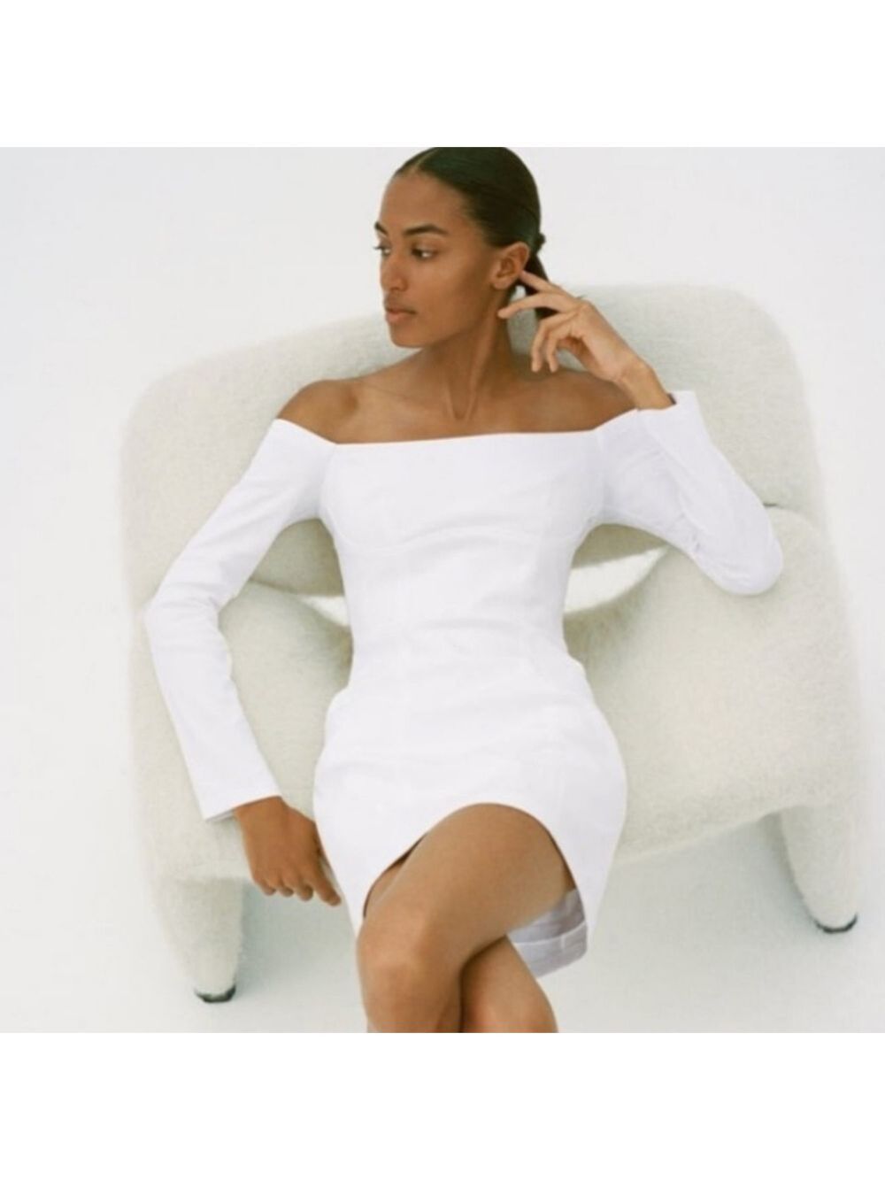 NWT Zara Fitted Off Shoulder Dress, Size XS - Picture 5 of 13